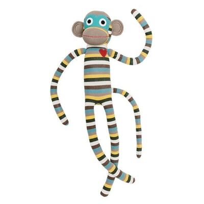 Cuddly toy sock monkey Maxi stripes gray / multi
