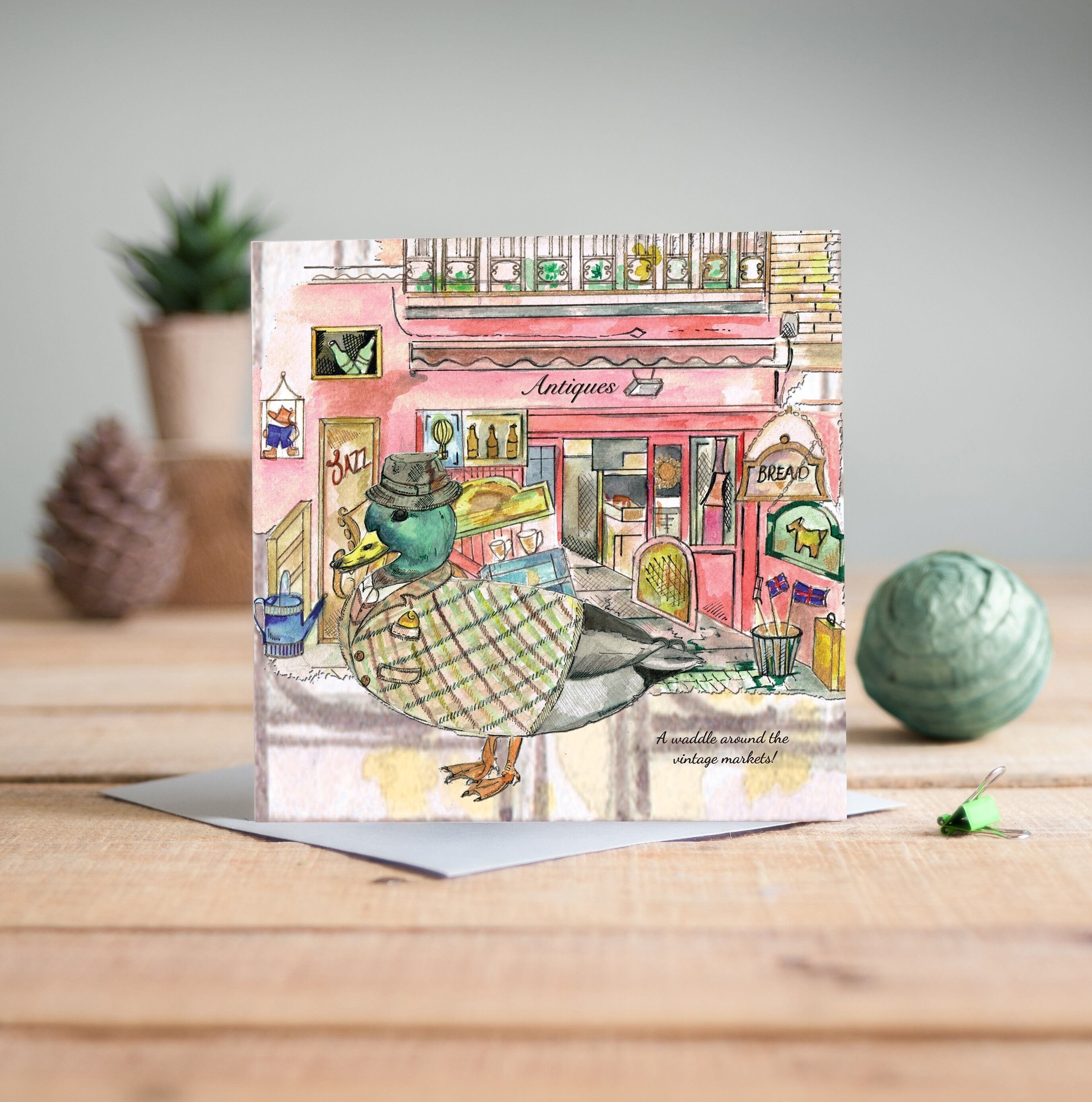 Canard dans la carte de voeux de la ville