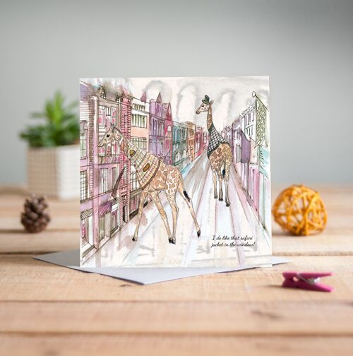 Giraffes In The City Greetings Card