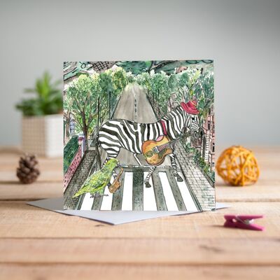 Zebra en la tarjeta de felicitación de la ciudad