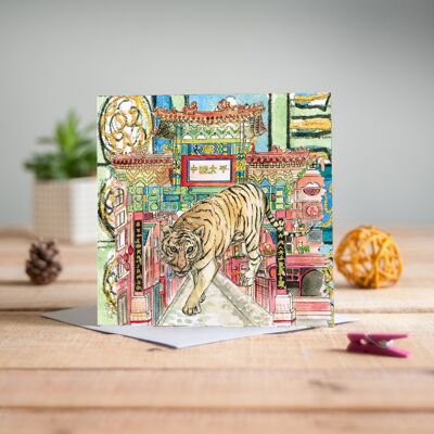 Tiger In The City Greetings Card