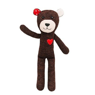 Cuddly toy bear knitted brown