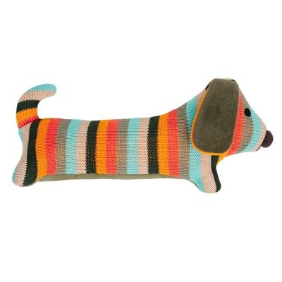Cuddly toy dachshund knitted colorful