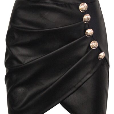 Siobhan Faux Leather Front Wrap Skirt
