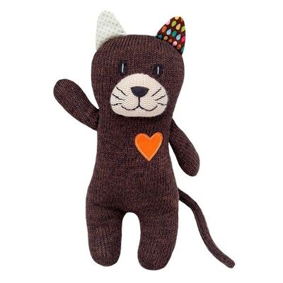 Peluche chats midi tricotée marron