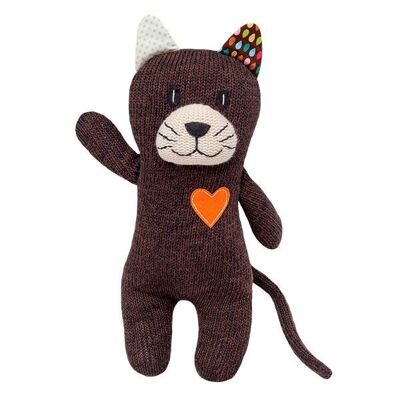 Cuddly toy cats midi knitted brown