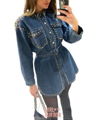 Robe chemise en jean cloutée