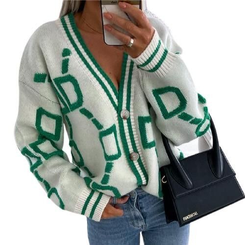 Chain Print Cardigan-White