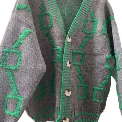 Cardigan mit Kettenmuster-Grau