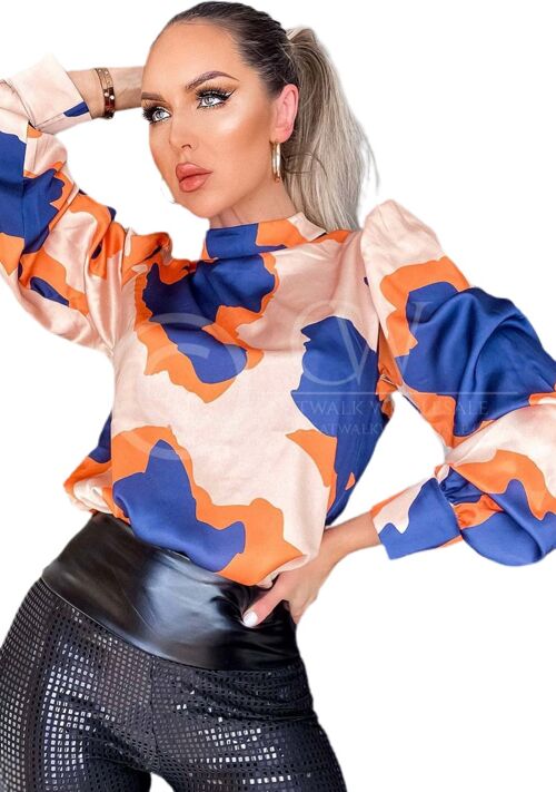 Karmen Patterned Satin Top