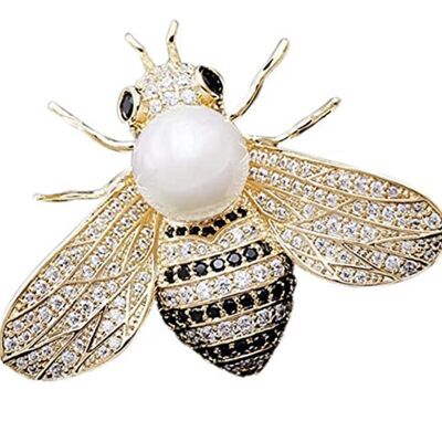 Honey Bee Brooch Black/White