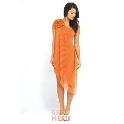 AX Paris - One Shoulder Big Flower Chiffon Dress - Orange
