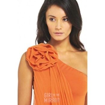 AX Paris - Robe asymétrique en mousseline de soie à grandes fleurs - Orange 3