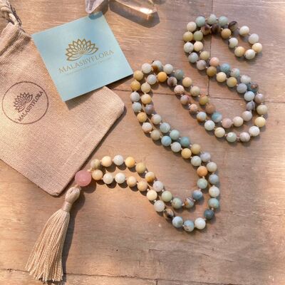 8mm Matte Multi-Coloured Amazonite 108 Bead Mala