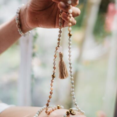 Moonstone Mala and Natural Frosted Amazonite – 6mm