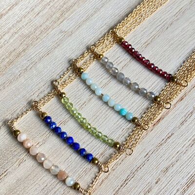 Gemstone Bar Necklace Gold Filled - Labradorite