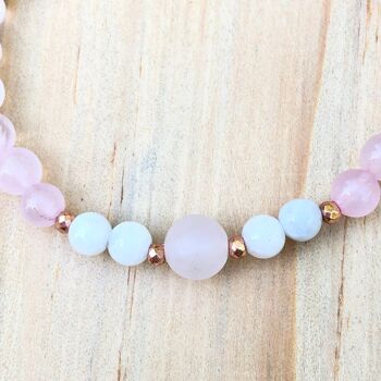 Bracelet Mala Pierre de Lune et Quartz Rose 3