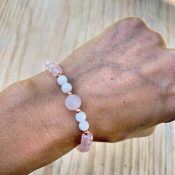 Bracelet Mala Pierre de Lune et Quartz Rose 5