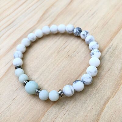 Bracciale Mala con pietre preziose di amazzonite e howlite