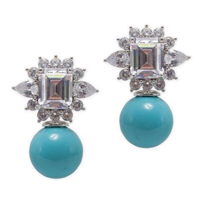 Golden Turquoise Pearl Earring