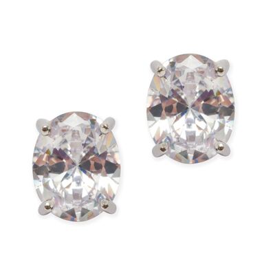 Oval Medium White Stud