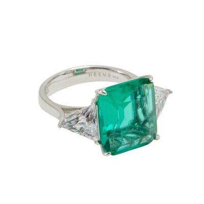Square C Green Ring