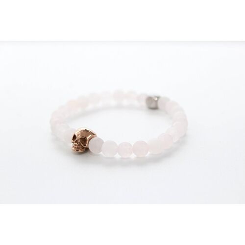 Rose Quartz Matte Skull Bracelet 6mm