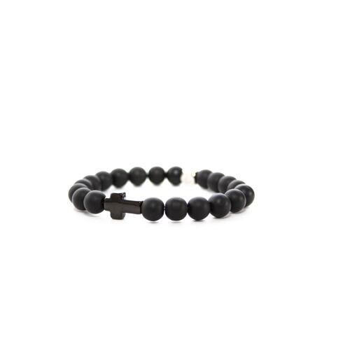 Matte Onyx Black Cross Bracelet 8mm