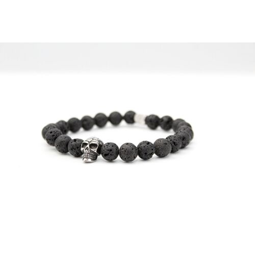 Black Lavastone Skull Bracelet 8mm