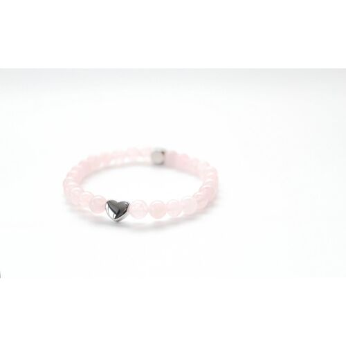 Rose Quartz Heart Bracelet 6mm
