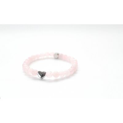 Bracelet Coeur Quartz Rose 6mm