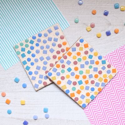 Multi coloured Mosaic Coaster Kit - Square, craft kit