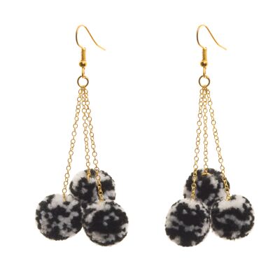 Pom Pom B & W Speckle Earrigs