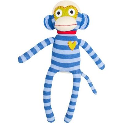 Cuddly toy sock monkey midi stripes blue / light blue