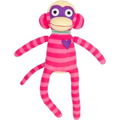Cuddly toy sock monkey midi stripes pink / pink