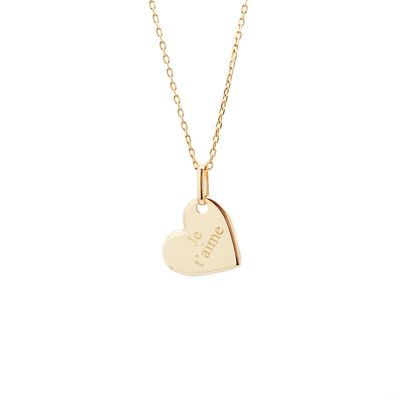 Collier petit coeur plaqué or enfant - gravure JE T'AIME