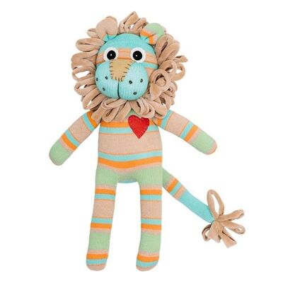 Cuddly toy sock lion stripes beige / green