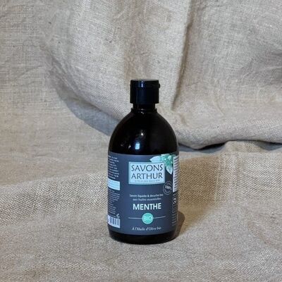 Jabón líquido y de ducha de menta orgánica • Botellas de 500 ml