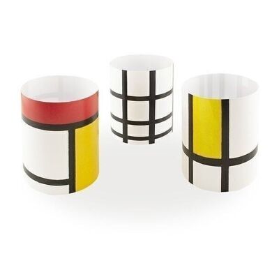 Candle shades, set of 3, Mondriaan