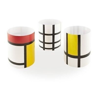 Pantallas para velas, juego de 3, Mondriaan