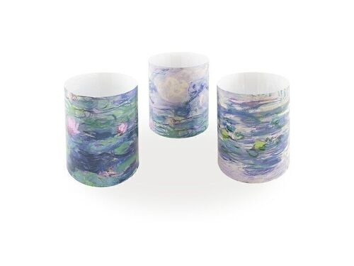 Candle shades, set of 3, Waterlilies, Monet