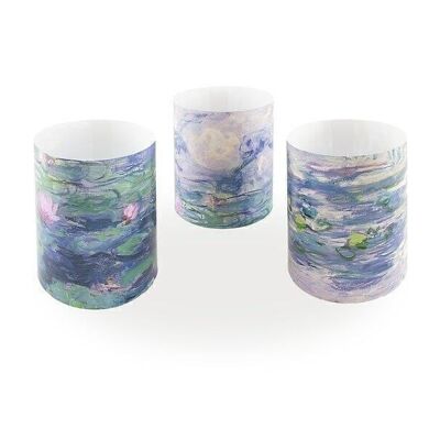 Candle shades, set of 3, Waterlilies, Monet