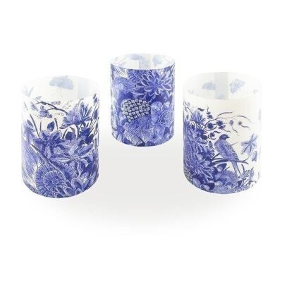 Pantallas para velas, juego de 3, Delft Blue Birds