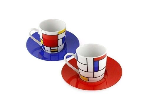 Espresso set (2 cups), Mondriaan