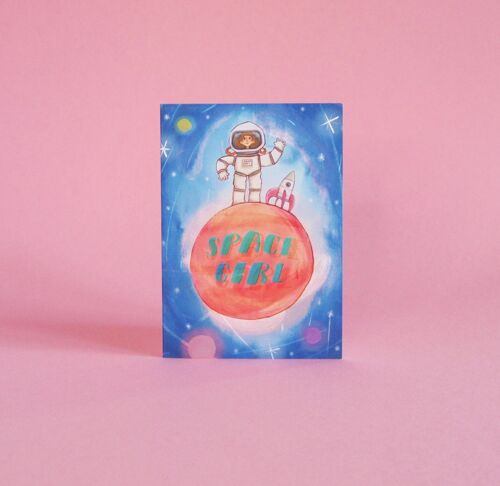 Space girl - birthday card