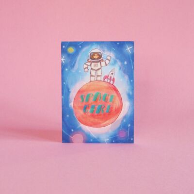 Space girl - birthday card