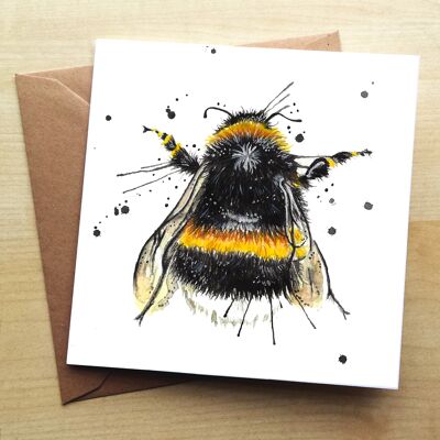 Splatter Bumble Bee Greetings Card