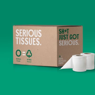 Serious Tissues - 100% Recycled - Toilet Tissue - 3Ply, 240 sheets, 36 rolls, 110mm