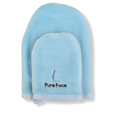 Blue microfiber makeup remover gloves