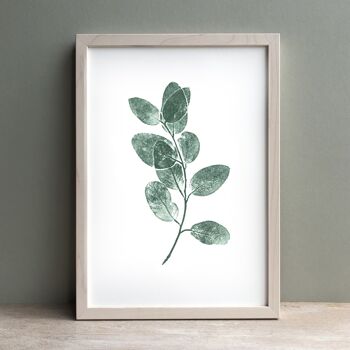 Eucalyptus Brin Monoprint Vert | Déco murale botanique A4